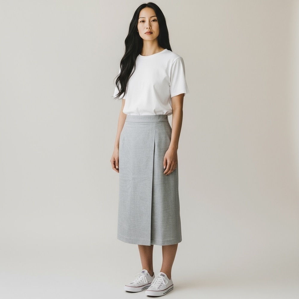 [WOMEN] UNIQLO Pencil Skirt S Grey Blue | Classic Minimalist Style
